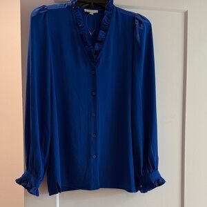 Jade Deep Royal Blue Ruffle Blouse